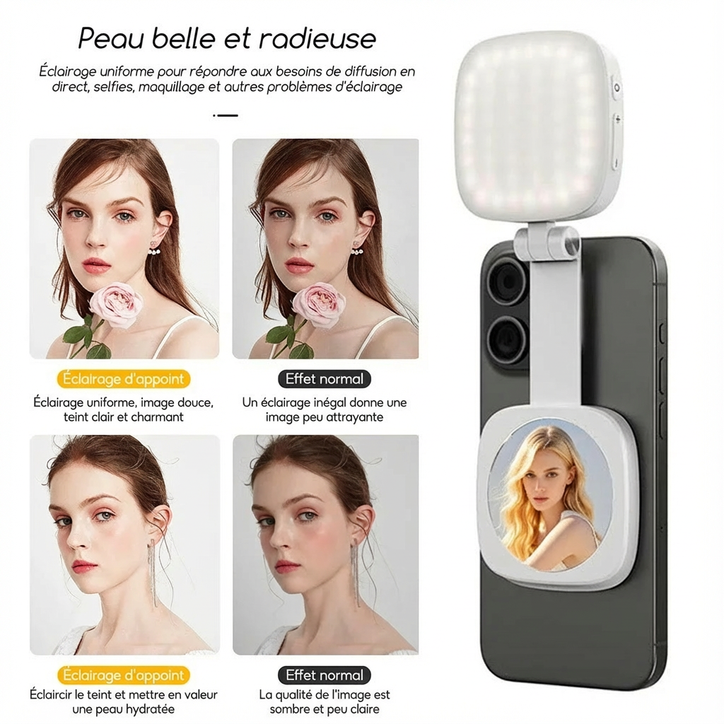 2 in 1 Magnetic Phone Selfie Light with Mirror Fill Light Led Ringlight Video Photography Accessories for Magsafe IPhone Samsung