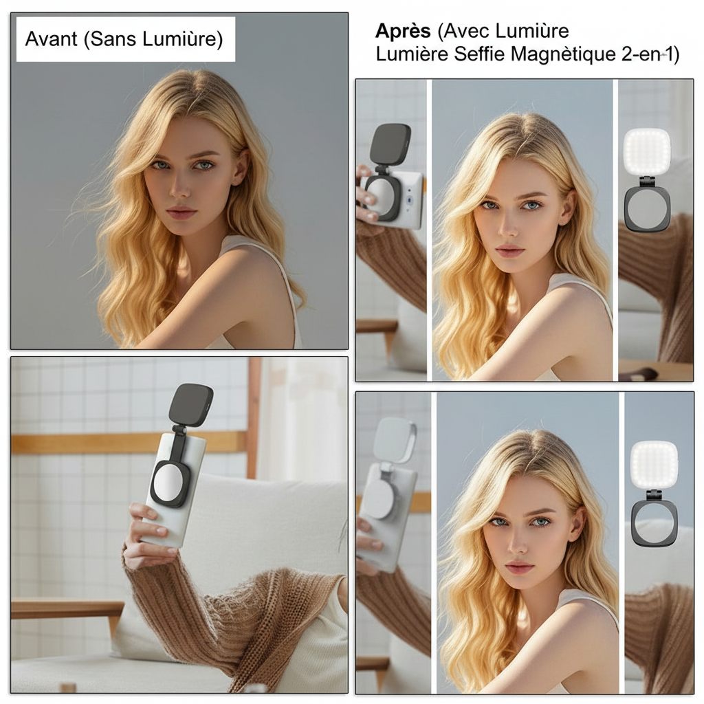 2 in 1 Magnetic Phone Selfie Light with Mirror Fill Light Led Ringlight Video Photography Accessories for Magsafe IPhone Samsung