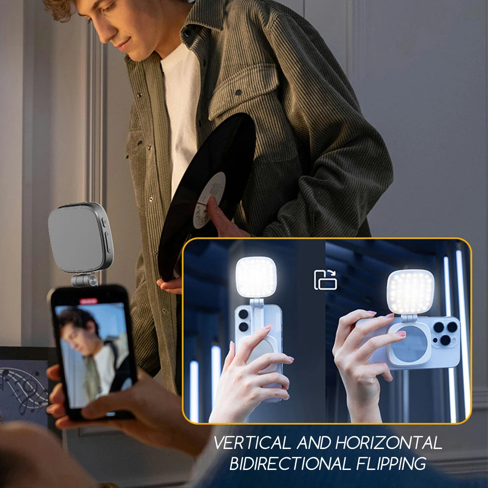 2 in 1 Magnetic Phone Selfie Light with Mirror Fill Light Led Ringlight Video Photography Accessories for Magsafe IPhone Samsung